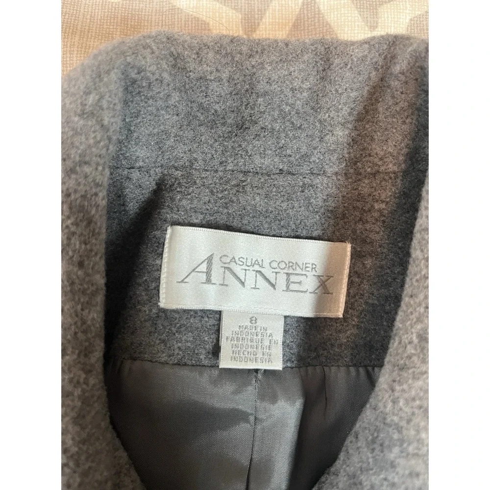 Casual Corner Sz 8 Grey Jacket Wool Cashmere Button Lined Blazer Coat Vintage - Picture 2 of 7